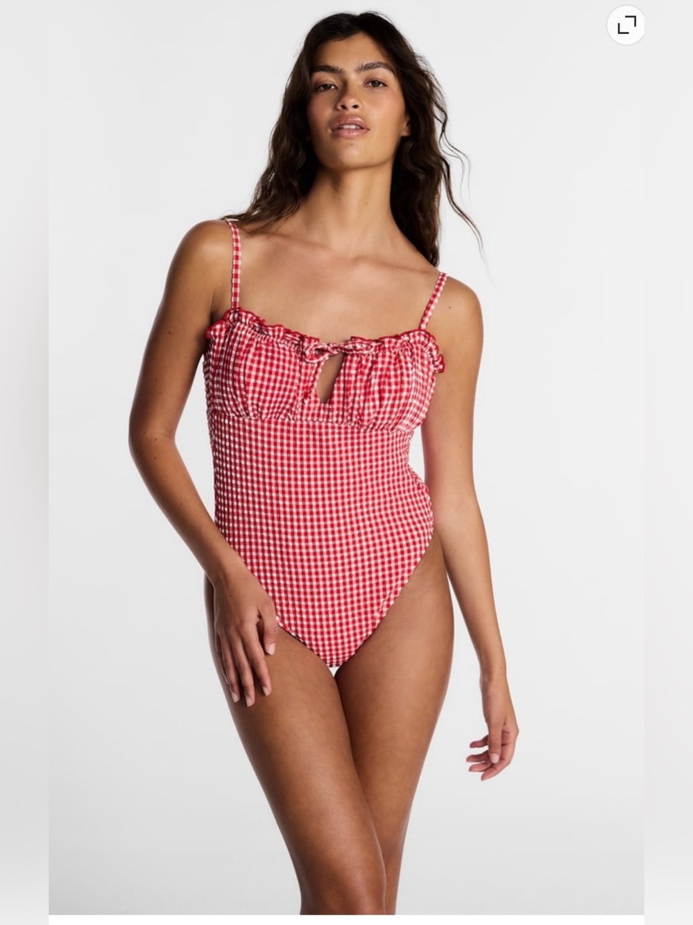 Lee Red and White Gingham Women's One-Piece Swimsuit Size XS 0-2 - Picture 9 of 12